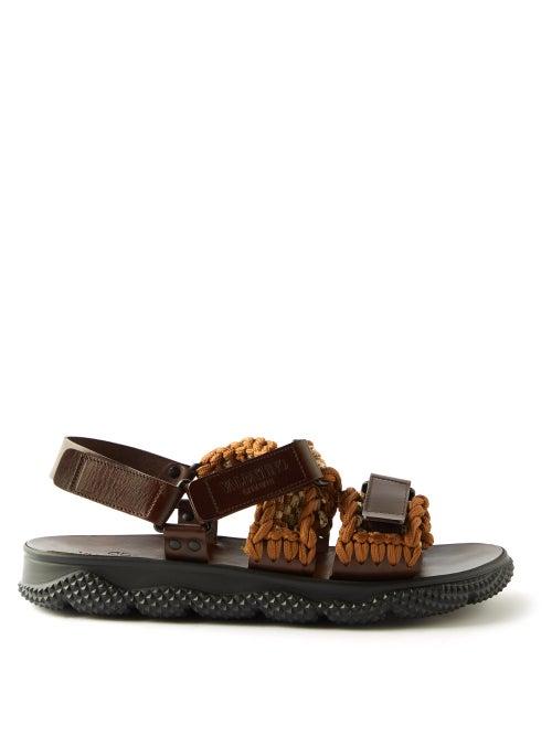 Valentino Garavani - Woven Cord And Leather Sandals - Mens - Brown
