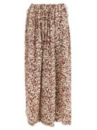 Matteau - Floral-print Silk-crepe Maxi Skirt - Womens - Brown Print