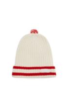 Matchesfashion.com Prada - Ribbed Knit Striped Wool Blend Pom Pom Hat - Mens - White Multi