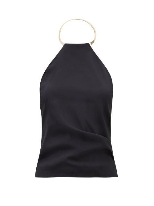 Gauge81 - Oguni Halterneck Silk-blend Crepe Top - Womens - Black