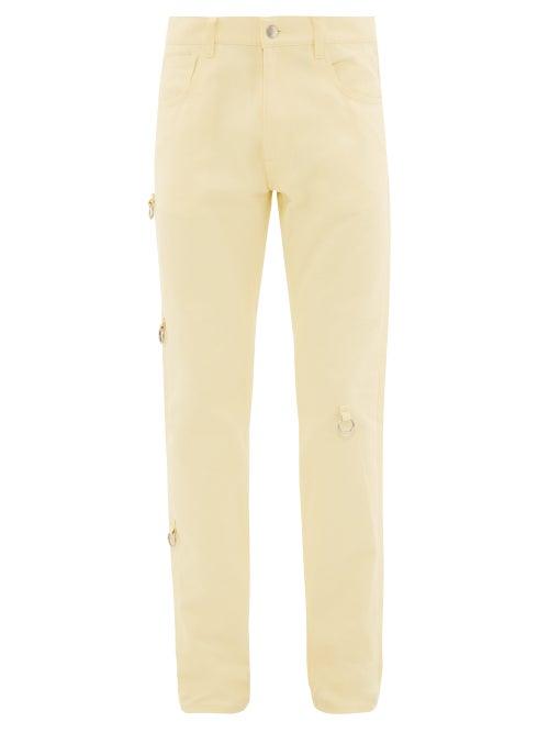 Matchesfashion.com Raf Simons - Ring Embellished Slim Fit Jeans - Mens - Yellow