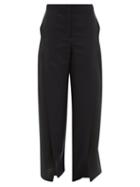 Matchesfashion.com Loewe - Slit Wool Twill And Seersucker Trousers - Womens - Black