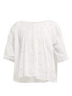 Matchesfashion.com Mes Demoiselles - Bourgeon Floral Embroidered Cotton Blouse - Womens - Ivory