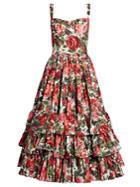 Dolce & Gabbana Rose-print Ruffled Midi Dress