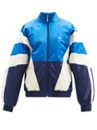 Matchesfashion.com Balenciaga - Logo-embroidered Striped Satin-twill Jacket - Mens - Blue