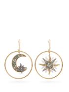 Roberto Cavalli Sun And Moon Embellished Hoop Earrings