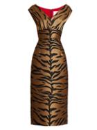 Matchesfashion.com Carolina Herrera - Tiger Jacquard Midi Dress - Womens - Brown Multi