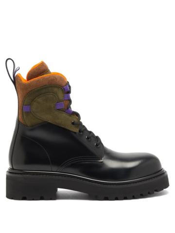 Altu - Suede-panel Leather Boots - Mens - Black