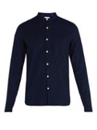 Matchesfashion.com Oliver Spencer - Grandad Collar Cotton Shirt - Mens - Navy