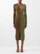 Staud - Shoko Two-tone Ribbed-knit Jersey Midi Dress - Womens - Green Multi