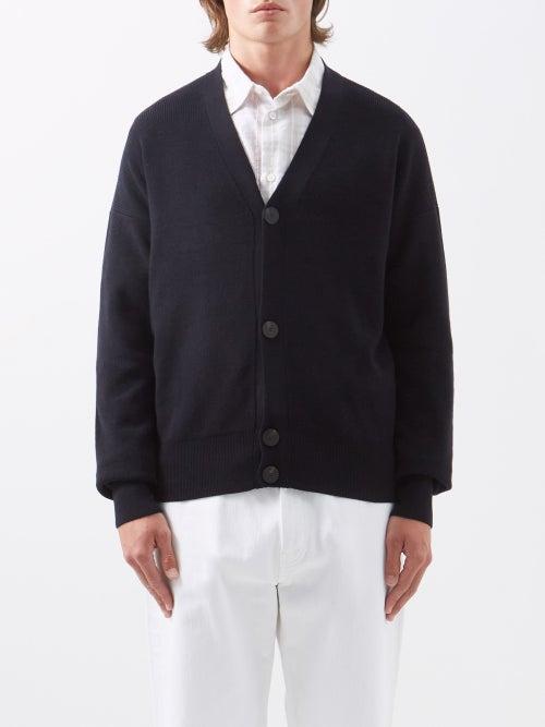 Studio Nicholson - V-neck Ribbed-merino Cardigan - Mens - Navy