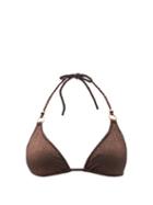 Matchesfashion.com Heidi Klein - Solta Metallic Triangle Bikini Top - Womens - Brown