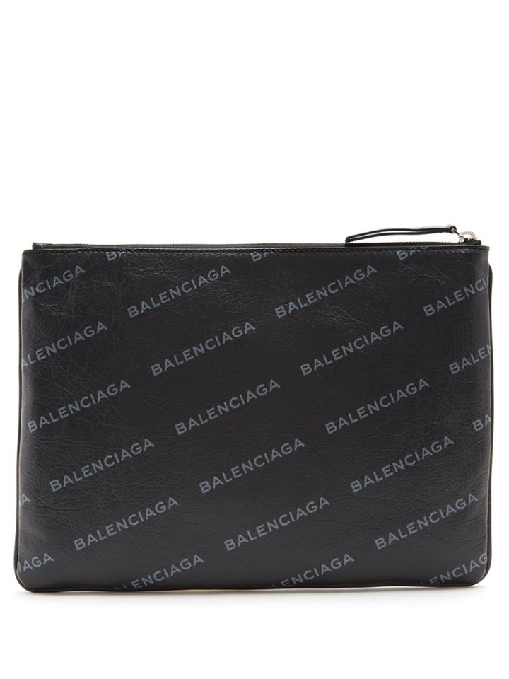 Balenciaga Logo-print Leather Pouch