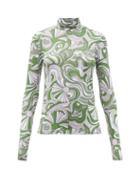 Matchesfashion.com Raf Simons - Floral-print Stretch-jersey Roll-neck Top - Womens - Green Multi