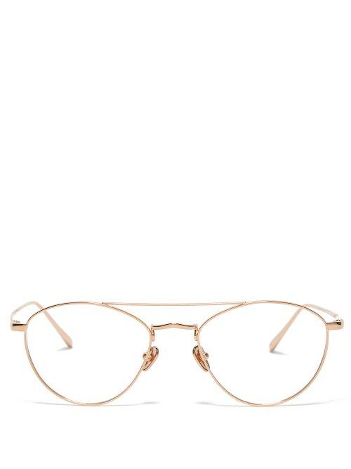 Matchesfashion.com Linda Farrow - Aviator Glasses - Womens - Gold