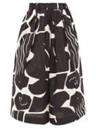 Matchesfashion.com Issey Miyake - Abstract-print Cotton-blend Wide-leg Trousers - Womens - Black Multi