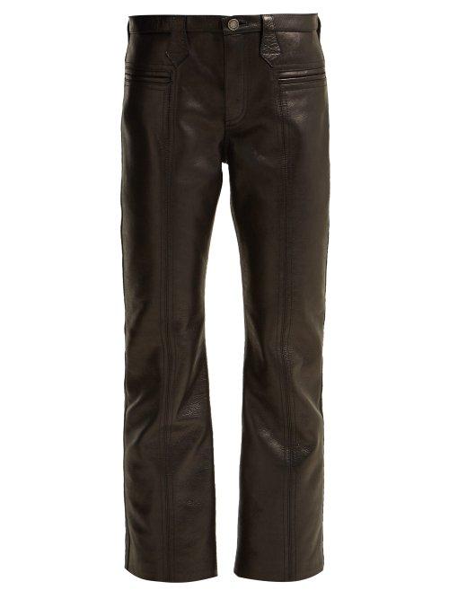 Matchesfashion.com Saint Laurent - Cropped Leather Trousers - Womens - Black
