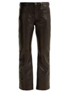 Matchesfashion.com Saint Laurent - Cropped Leather Trousers - Womens - Black