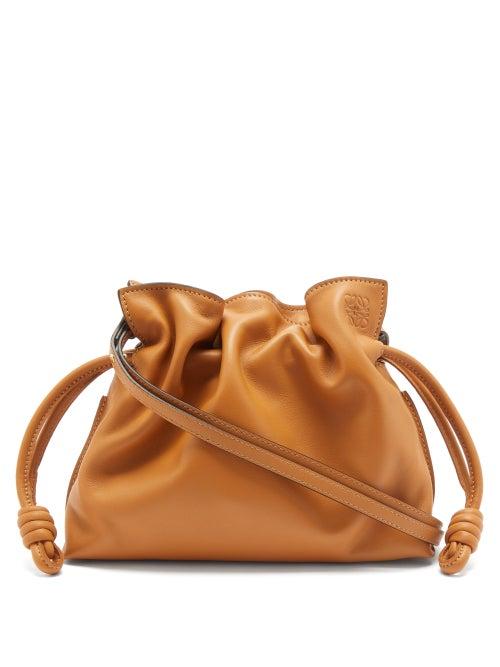 Loewe - Flamenco Drawstring Mini Leather Clutch - Womens - Tan