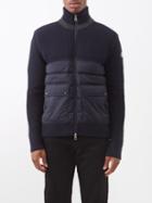 Moncler - Quilted Down-panel Ribbed-jersey Jacket - Mens - Navy