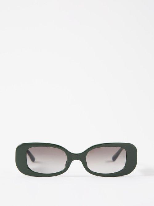 Linda Farrow - Lola Oval Acetate Sunglasses - Womens - Green