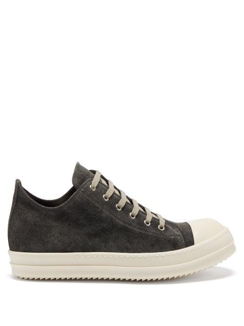 Rick Owens - Leather-velour Trainers - Mens - Dark Grey