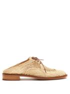 Clergerie Jaly Lace-up Slip-on Raffia Derby Shoes