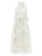 Roksanda - Karea Feather-trimmed Silk-organza Dress - Womens - Ivory