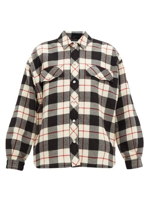 Matchesfashion.com Miu Miu - Checked Single Breasted Wool Jacket - Womens - Black Multi