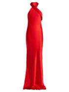 Galvan Asymmetrical Halterneck Silk-satin Gown