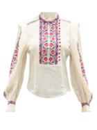 Isabel Marant - Chandrali Sequinned Embroidered Silk Blouse - Womens - Ivory Multi
