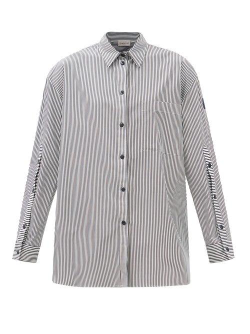 Moncler - Striped Cotton-poplin Shirt - Womens - Black White