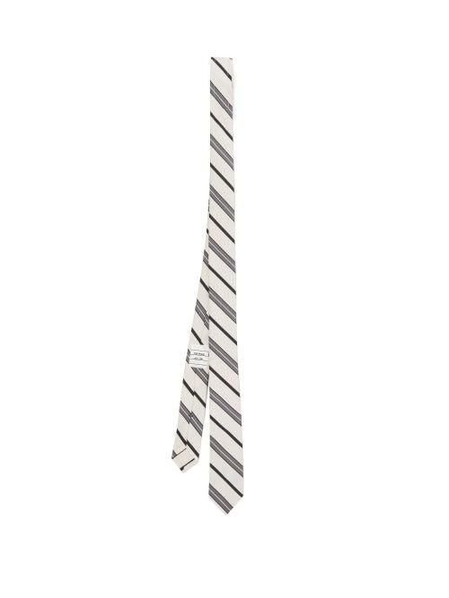 Matchesfashion.com Thom Browne - Striped Silk-blend Twill Tie - Mens - Grey