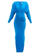 Alexandre Vauthier - Plunge-neck Asymmetric Jersey Dress - Womens - Blue