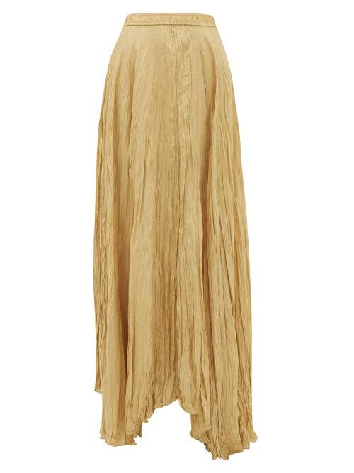 Matchesfashion.com Joseph - Nanco Crinkled Silk-habotai Maxi Skirt - Womens - Camel