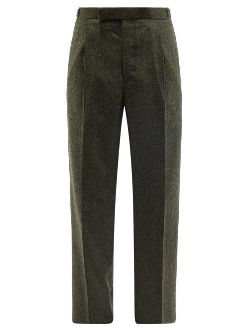 Mens Rtw Thom Browne - Pleated Wool Trousers - Mens - Green
