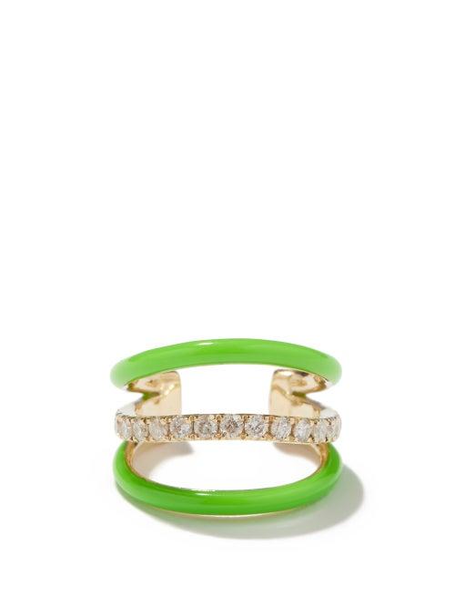 Yvonne Lon - Diamond & 9kt Gold Ear Cuff - Womens - Green