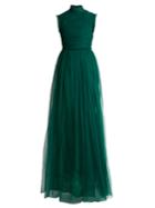 Rochas Open-back Ruched Tulle Gown
