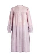 Raquel Allegra Frayed-seam Long-sleeved Cotton-gauze Dress