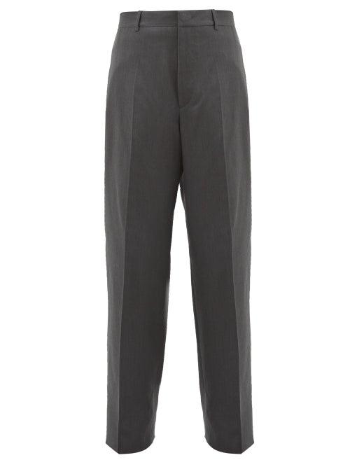 Matchesfashion.com Jil Sander - High Rise Wool Blend Twill Trousers - Mens - Dark Grey