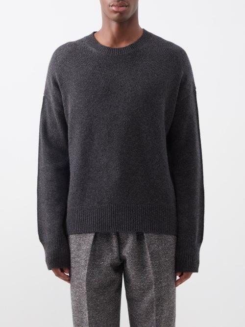 Allude - Crew-neck Cashmere Sweater - Mens - Dark Grey
