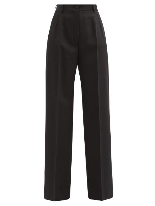 Dolce & Gabbana - High-rise Wool-blend Wide-leg Trousers - Womens - Black