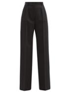 Dolce & Gabbana - High-rise Wool-blend Wide-leg Trousers - Womens - Black