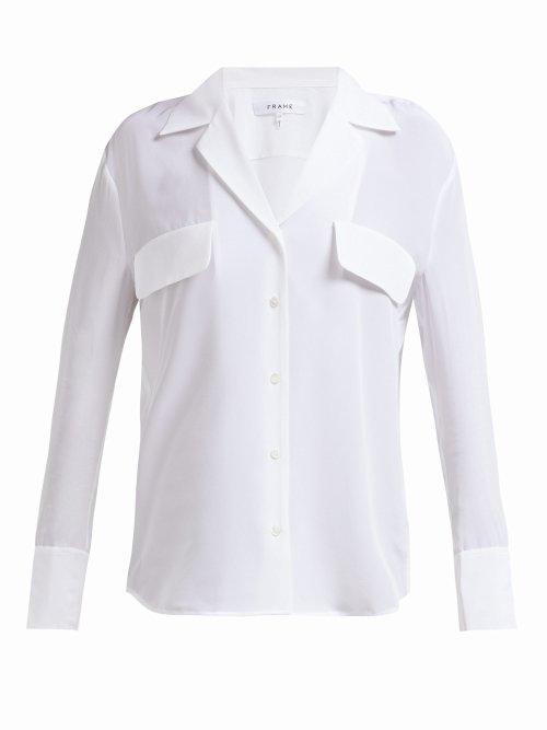 Matchesfashion.com Frame - Silk V Neck Shirt - Womens - White