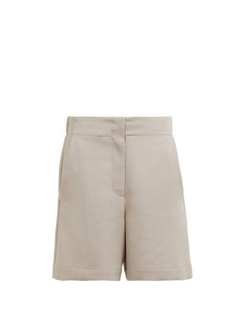Matchesfashion.com Raey - Elasticated Back Wool Blend Shorts - Womens - Grey