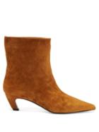 Matchesfashion.com Khaite - Arizona Square-toe Suede Ankle Boots - Womens - Tan