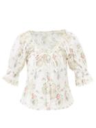 Loveshackfancy - Anala Floral Broderie-anglaise Cotton-poplin Top - Womens - Floral