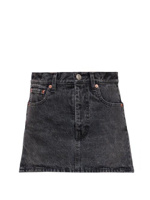Balenciaga - Side-slit Denim Mini Skirt - Womens - Black