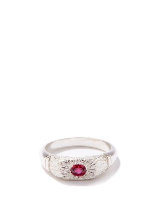Bleue Burnham - Hand Me Down Sapphire And Sterling-silver Ring - Mens - Silver