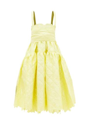 Cecilie Bahnsen - June Quilted-satin Midi Dress - Womens - Yellow